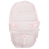 Plain Pink/Pink Car Seat Footmuff/Cosytoes With Large Bows & Lace